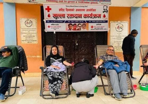 नीलकण्ठ बहुमुखी क्याम्पस परिसरमा ८७ जनाद्धारा रक्तदान