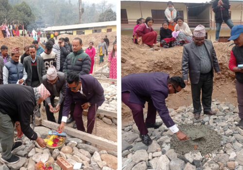 शंखादेवी माविको आवासिय भवन गाउँपालिकाका अध्यक्ष थपलियाद्धारा शिलन्यास