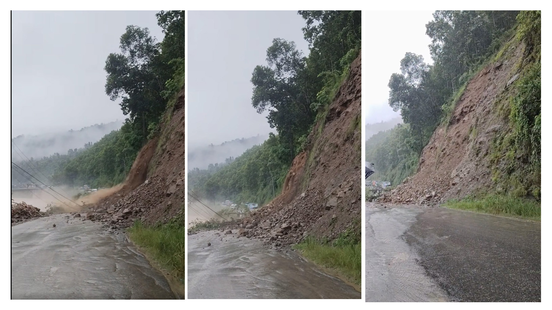 धादिङको जहरेमा पहिरो, दुईतर्फी सडक अवरुद्ध