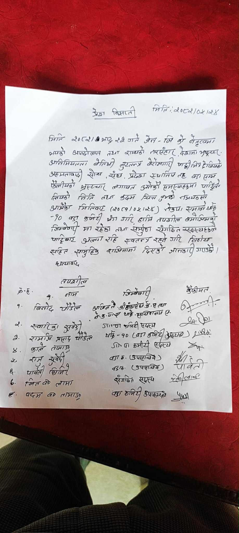 केवलपुरमा सामूहिक राजीनामा, ६९ जनाले एमाले पार्टी छोडे